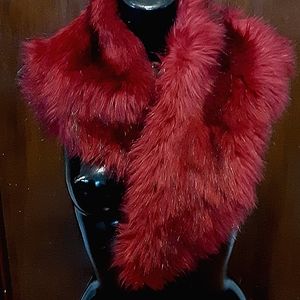 JCPenney Luxurious Red Faux Fur Wrap